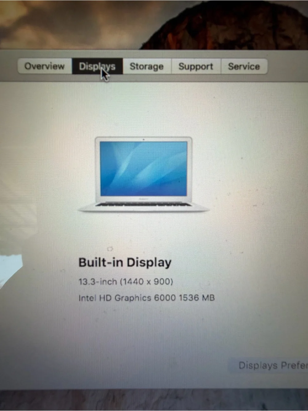 Apple MacBook Air 13 2015 Intel i5 1.6GH 4GB RAM El Capitan - NEEDS NEW BATTERY